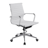 Nautilus Designs Aura Contemporary Medium Back Bonded Leather Executive Office Chair With Fixed Arms White - BCL/8003/WH DD